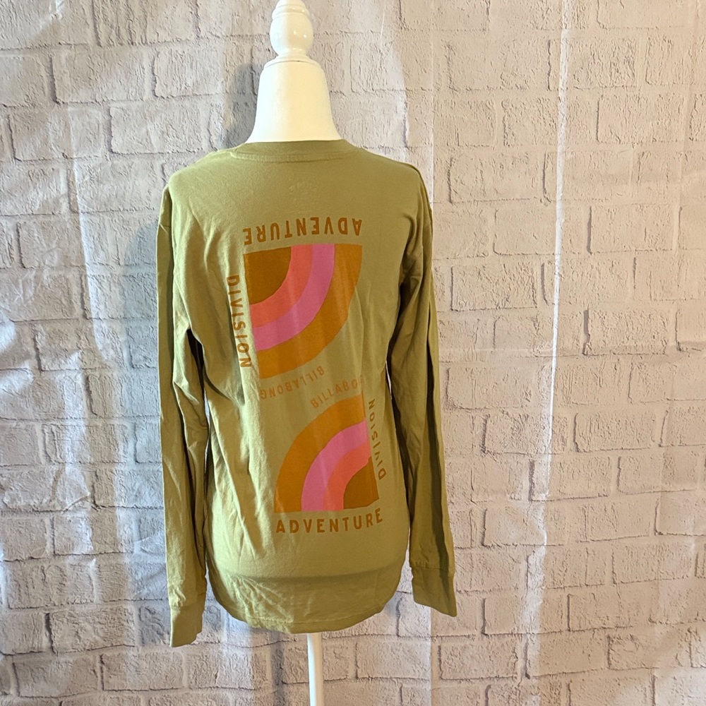 Billabong Olive Adventure Graphic Long Sleeve Top